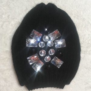 Betsey Johnson Black Blingy Beanie